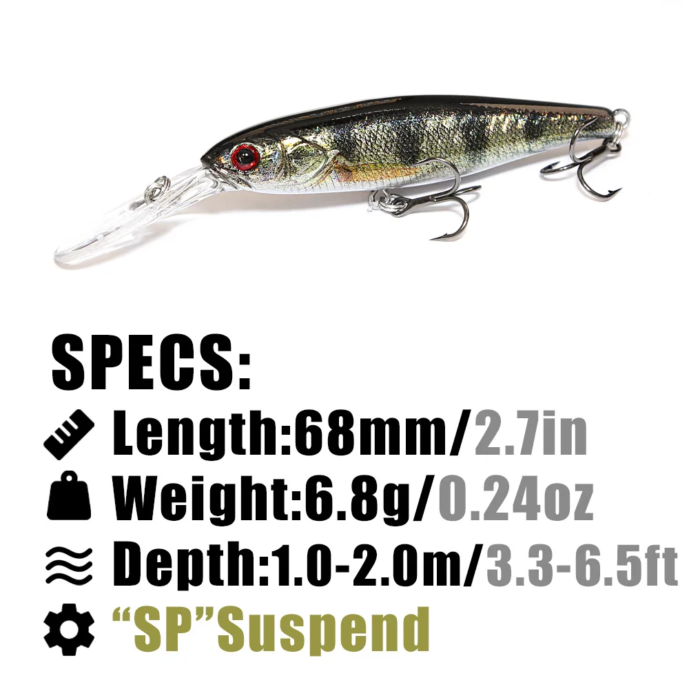 B & U 68 مللي متر ثلاثية الأبع - مراجعة Fishing Lure Jerkbait وسعره