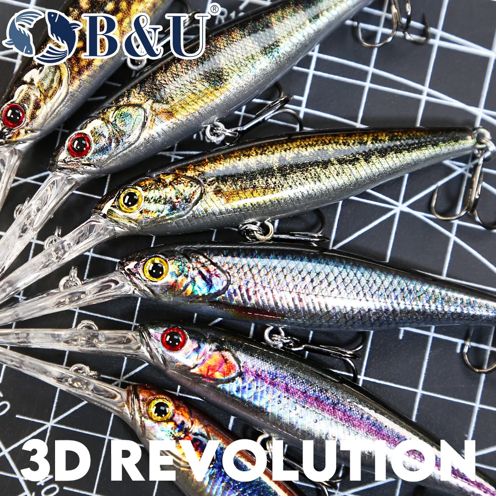 B & U 68 مللي متر ثلاثية الأبع - مراجعة Fishing Lure Jerkbait وسعره