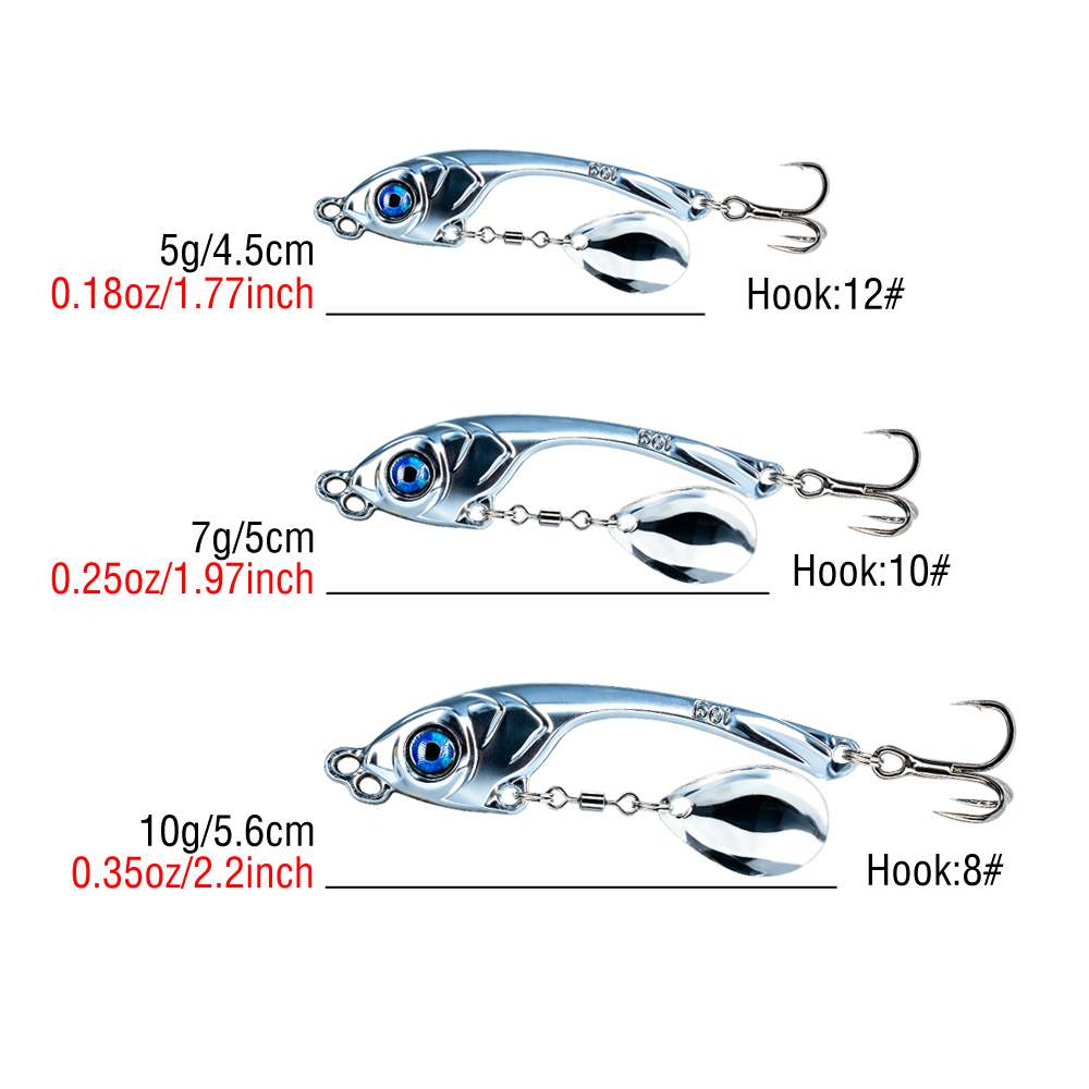 10 قطع/صندوق طُعم صيد معدني VI - مراجعة Fishing Lure Spinner وسعره