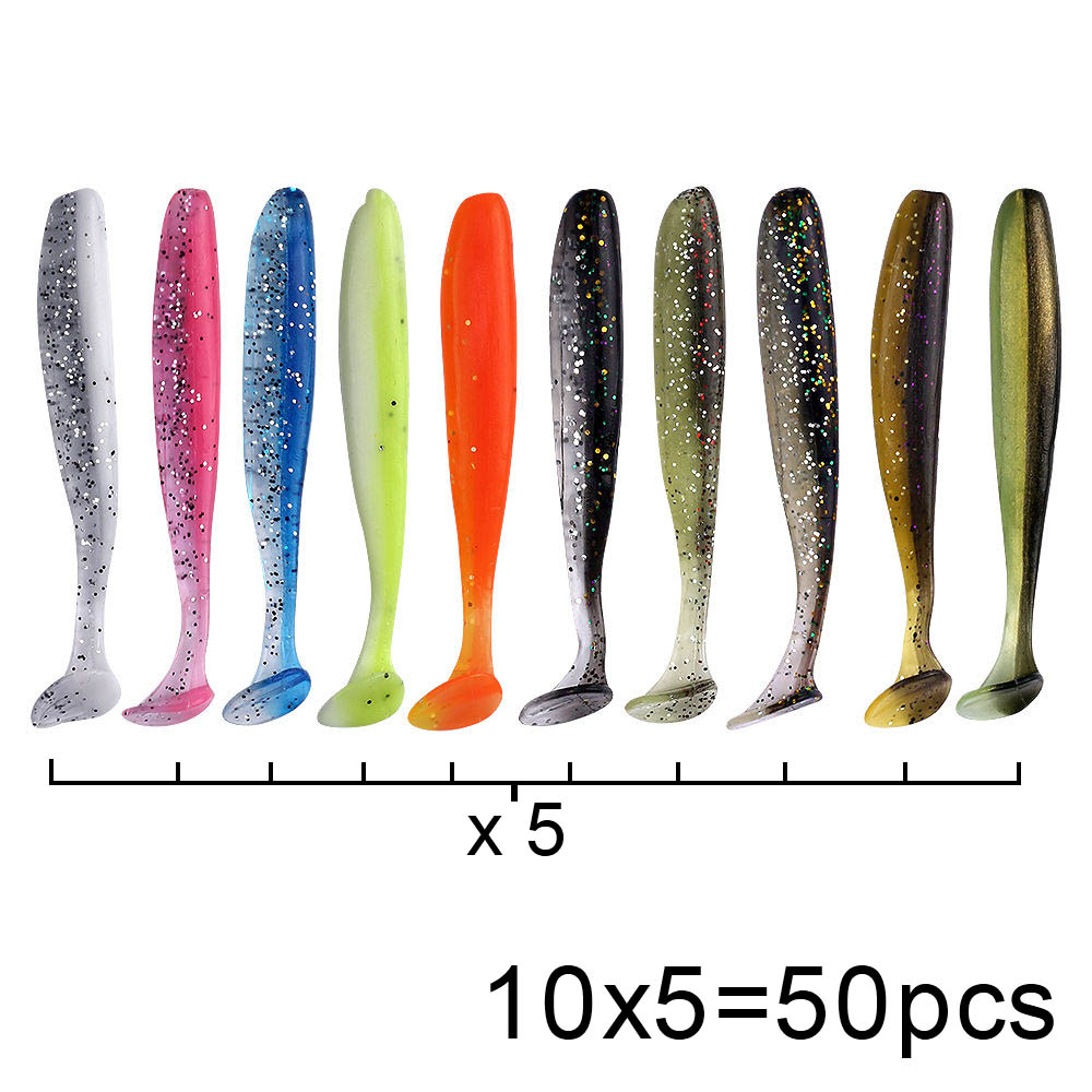 QXO 50 قطعة/الوحدة سويم لينة إ - مراجعة Fishing Lure Soft Plastic وسعره
