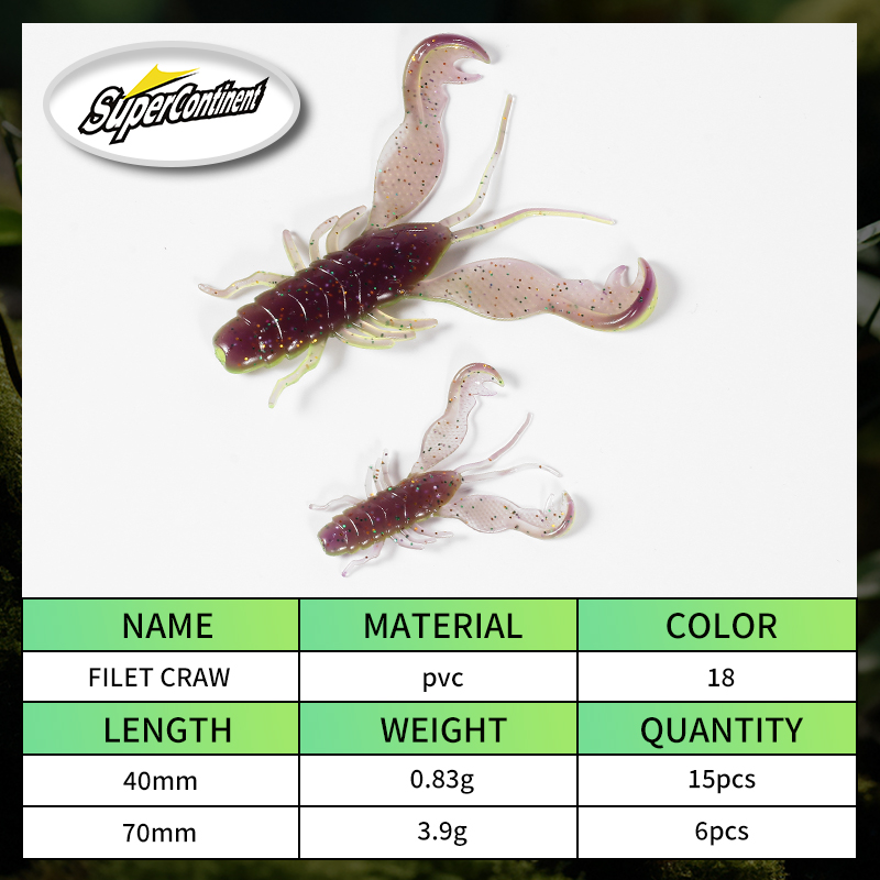 2023 Supercontinent Filet Craw - مراجعة Fishing Lure Soft Plastic وسعره